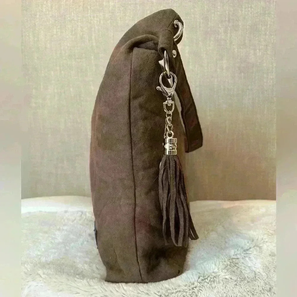 NWOT Bella Russo Faux Suede Slouch Bag 16x12x3.5 - Picture 3 of 9